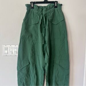 Ganni Paper Bag Waist Green Cargo Pants Comfort Women’s 38